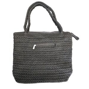 The Sak Black Purse‎ Hand Crochet Boxy Tote Bag